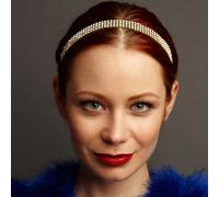 QueenMee Accessories Diamante Headband with Elastic - Gold