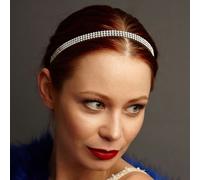 QueenMee Accessories Diamante Headband with Elastic - Silver
