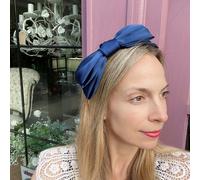 QueenMee Accessories Fascinator Bow Headband - Navy Blue
