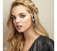 QueenMee Accessories Feather Hair Clips with Glitter - Black