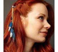 QueenMee Accessories Feather Hair Clips with Glitter - Blue