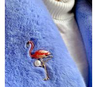 QueenMee Accessories Flamingo Brooch in Enamel with Pearl
