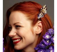 QueenMee Accessories Flower Hair Clip in Enamel - Purple