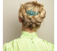 QueenMee Accessories Flower Hair Clip with Diamante - Light Blue