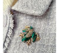 QueenMee Accessories Frog Brooch Enamel Pin with Rhinestone