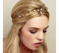 QueenMee Accessories Gold Chain Headband with Pearls
