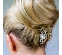 QueenMee Accessories Gold Hair Claw with Rhinestone