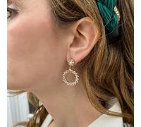 QueenMee Accessories Gold Pearl Earrings Circular Vintage Inspired