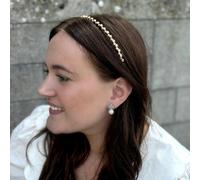 QueenMee Accessories Gold Slim Hair Band With Crystals
