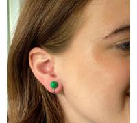 QueenMee Accessories Green Clip On Earrings Small Vintage