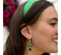 QueenMee Accessories Green Drop Earrings Flower