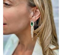 QueenMee Accessories Green Earrings Diamante Earrings