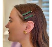 QueenMee Accessories Green Hair Slides Gold Hair Grips