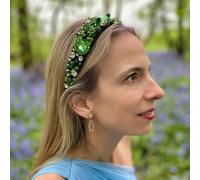 QueenMee Accessories Green Headband Jewelled Headband with Crystal