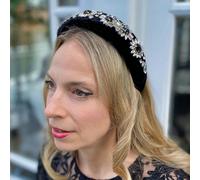QueenMee Accessories Jewelled Headband in Black Padded Headband