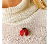 QueenMee Accessories Ladybird Brooch in Red Enamel and Crystal
