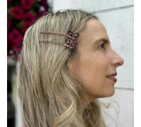 QueenMee Accessories Large Butterfly Crystal Hair Slides - Brown