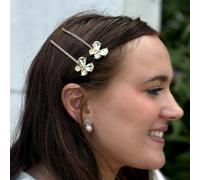 QueenMee Accessories Large Butterfly Crystal Hair Slides - Yellow