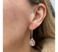QueenMee Accessories Long Drop Earrings Diamante Earrings - Rose Gold