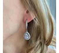 QueenMee Accessories Long Drop Earrings Diamante Earrings - Silver