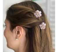 QueenMee Accessories Mini Hair Claw Pink Hair Clip Flower Set of 2