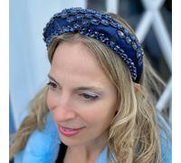 QueenMee Accessories Navy Headpiece Wedding Headband Blue Races Headpiece Crystal