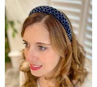 QueenMee Accessories Navy Sparkly Headband Beaded Headband