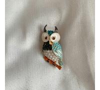QueenMee Accessories Owl Brooch with Diamante - Blue
