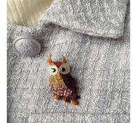 QueenMee Accessories Owl Brooch with Diamante - Pink