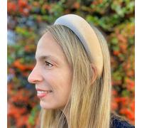 QueenMee Accessories Padded Headband in Velvet - Ivory