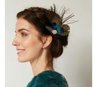 QueenMee Accessories Peacock Feather Fascinator with Diamante