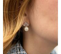 QueenMee Accessories Pearl Drop Earrings Small Vintage Inspired in Silver or Gold - Silver