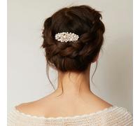 QueenMee Accessories Pearl Hair Clip with Crystal - Rose Gold