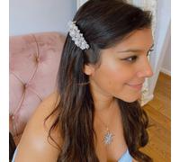 QueenMee Accessories Pearl Hair Clip with Crystal - Silver