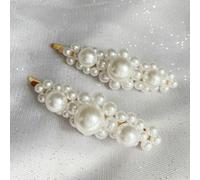 QueenMee Accessories Pearl Hair Slides Large Set of 2 - Gold