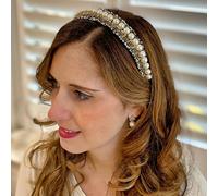 QueenMee Accessories Pearl Headband with Bouclé Pearl Hair Band