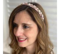 QueenMee Accessories Pink Jewelled Headband Slim Hair Band Vintage