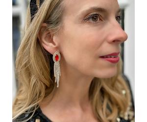 QueenMee Accessories Red Earrings Diamante Earrings