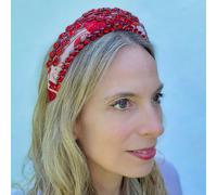 QueenMee Accessories Red Headpiece Wedding Headband Races Headpiece Crystal