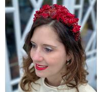 QueenMee Accessories Red Headpiece Wedding Races Headpiece Red Padded Headband