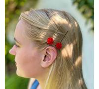 QueenMee Accessories Red Slides Rose Hair Clip