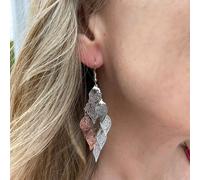 QueenMee Accessories Silver Dangly Earrings Boho Earrings Leaf