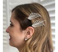 QueenMee Accessories Silver Hair Slides Set Art Deco - As Seen in Hello!