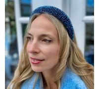 QueenMee Accessories Sparkly Headband in Navy Blue Beaded