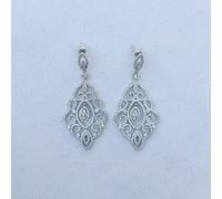 QueenMee Accessories Statement Earrings Long Drop Earrings with Crystal - Silver