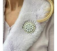QueenMee Accessories Sunflower Brooch with Pearl and Crystal in Silver or Gold - Silver