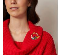 QueenMee Accessories Vintage Brooch with Bird in Enamel