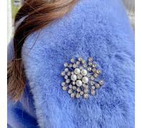 QueenMee Accessories Vintage Brooch with Pearl and Crystal - As Seen with Gok - Clear - Silver