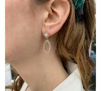 QueenMee Accessories Vintage Earrings Pearl Gold Oval