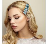 QueenMee Accessories Vintage Hair Clip Rhinestone Leaf - Light Blue